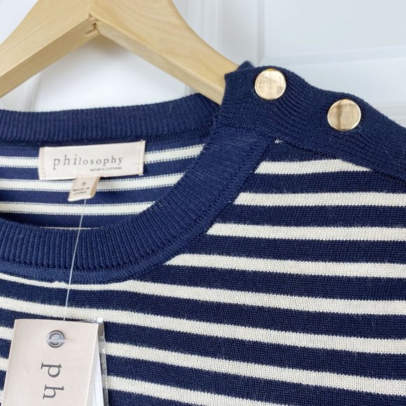 Philosophy Women Light-Weight Striped Sweater Black&White Size Small - Picture 5 of 7